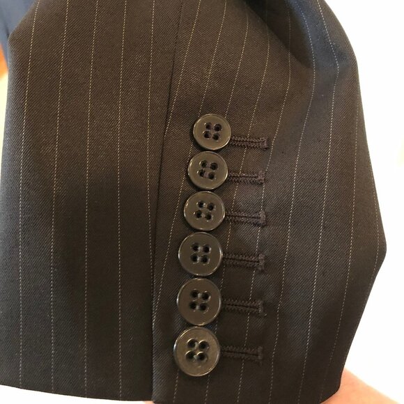 Hugo Boss Classic Notch Collar Lined Pin-Striped Wool Blazer Black Sz 10 - Picture 4 of 5
